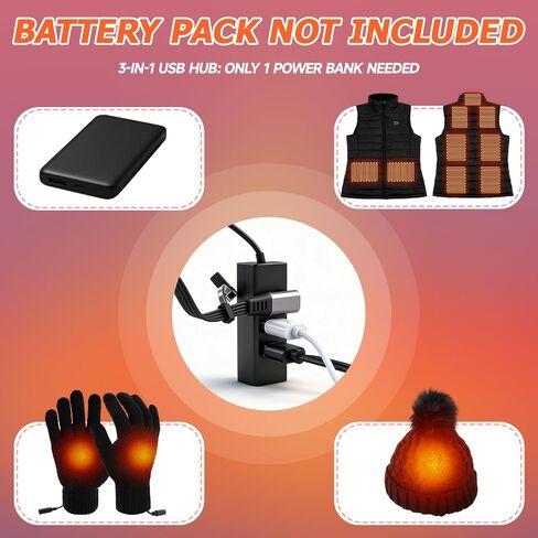 3 Pcs Women Heated Vest Hat and Gloves Set, Electric Rechargeable Warmer Beanie Jacket, Battery Not Included in Saudi Arabia