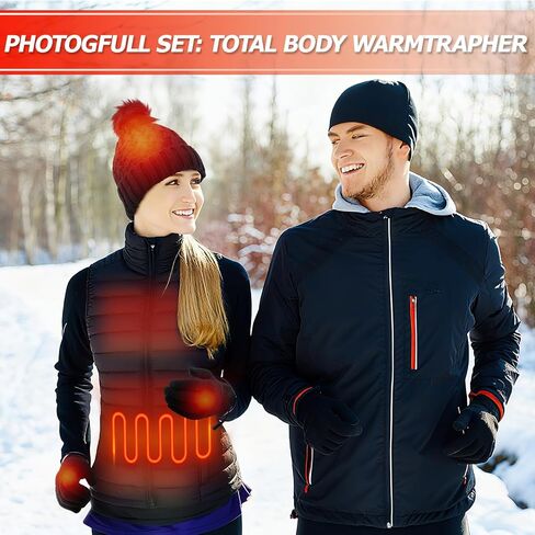 3 Pcs Women Heated Vest Hat and Gloves Set, Electric Rechargeable Warmer Beanie Jacket, Battery Not Included in Saudi Arabia
