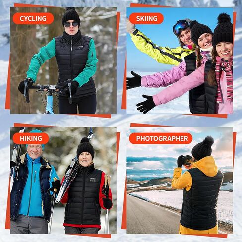3 Pcs Women Heated Vest Hat and Gloves Set, Electric Rechargeable Warmer Beanie Jacket, Battery Not Included in Saudi Arabia