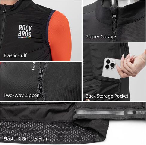 ROCKBROS Cycling Vest Lightweight Vest for Women Windproof Reflective Sleeveless Jerseys Breathable for Hiking Runing Fishing in Saudi Arabia