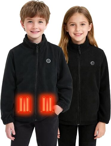 Kids Heated Fleece Jacket, USB Electric Heating Coat for Boys and Girls with 4 Heating Zones (Battery Not Included) in Saudi Arabia