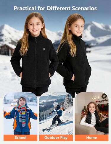 Kids Heated Fleece Jacket, USB Electric Heating Coat for Boys and Girls with 4 Heating Zones (Battery Not Included) in Saudi Arabia