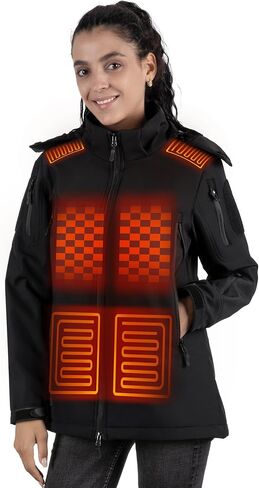 Heated Jackets for Women - 15 Heating Zones, 2025 Winter Soft Heating Coat with Detachable Hood in Saudi Arabia