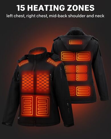 Heated Jackets for Women - 15 Heating Zones, 2025 Winter Soft Heating Coat with Detachable Hood in Saudi Arabia