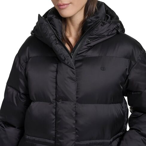 Champion womens Cinch Waist Long Hooded Puffer in Saudi Arabia