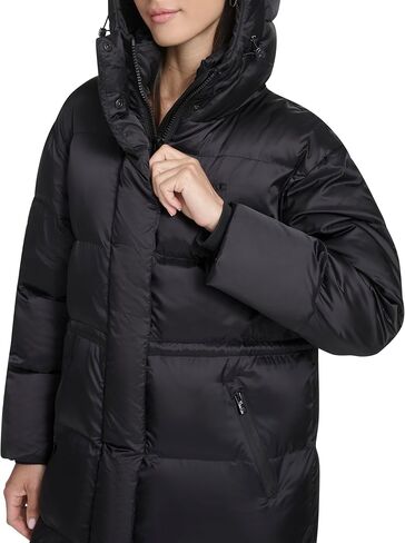 Champion womens Cinch Waist Long Hooded Puffer in Saudi Arabia