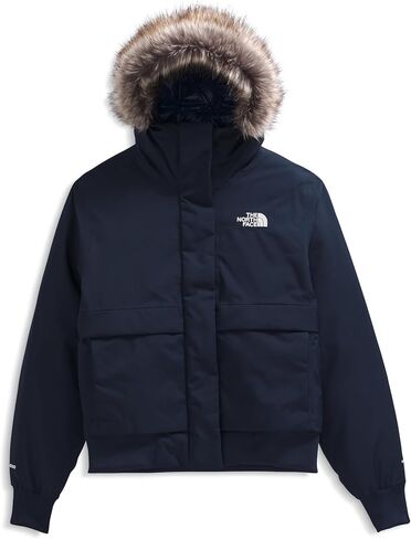 THE NORTH FACE المرأة القطب الشمالي بومبر | غطاء معزول مقاوم للماء، غطاء رأس قابل للتعديل مع فرو صناعي، جيوب مزدوجة الدخول in Kuwait