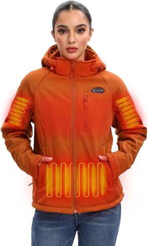 Heated Jackets for Women with Battery Pack Included, Softshell Womens Heated Jacket with Adjustable＆Detachable Hood in Saudi Arabia