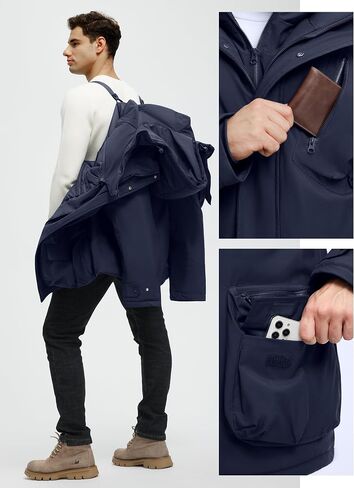 Men's Winter Coats Warm Water Resistant Puffy Hooded Windbreaker Insulated Parka Jackets with Removable Hood in Saudi Arabia