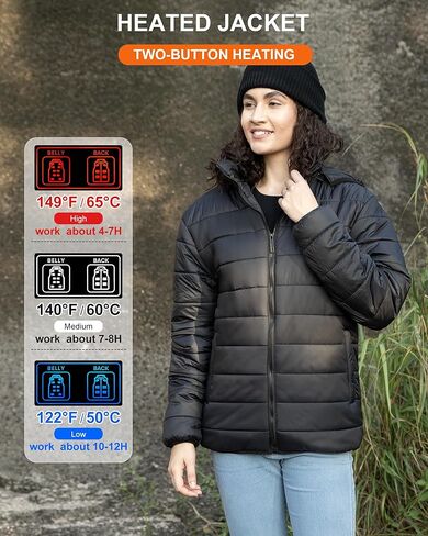 سترة مُدفأة للرجال والنساء، معطف شتوي أسود مع حزمة Bαtterγ، معطف مُدفأ مكون من 15 منطقة تدفئة in Kuwait