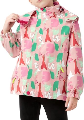 Kids' 2-in-1 Waterproof Raincoat with Detachable Fleece Lining | Warm Winter Jacket for Girls, Windproof Hooded in Kuwait