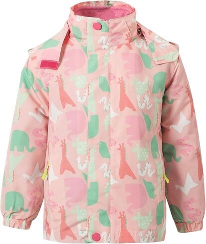 Kids' 2-in-1 Waterproof Raincoat with Detachable Fleece Lining | Warm Winter Jacket for Girls, Windproof Hooded in Kuwait