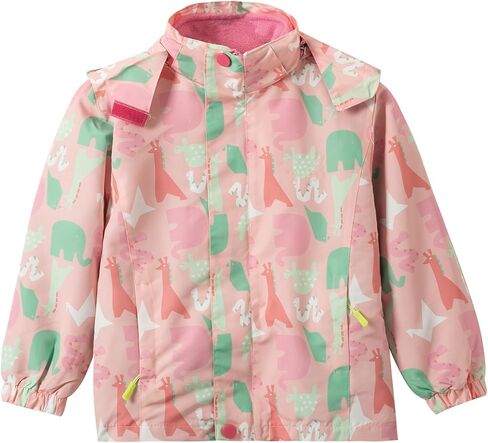 Kids' 2-in-1 Waterproof Raincoat with Detachable Fleece Lining | Warm Winter Jacket for Girls, Windproof Hooded in Kuwait