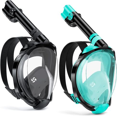 W WSTOO Full Face Snorkel Mask, Dry Top Snorkeling Gear for Adults, 180° Panoramic Foldable Design with Camera Mount, Safe Mouth/Nose Breathing, Anti-Fog & Anti-Leak in Saudi Arabia