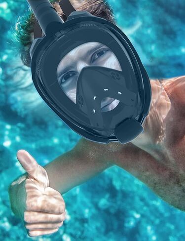 W WSTOO Full Face Snorkel Mask, Dry Top Snorkeling Gear for Adults, 180° Panoramic Foldable Design with Camera Mount, Safe Mouth/Nose Breathing, Anti-Fog & Anti-Leak in Saudi Arabia