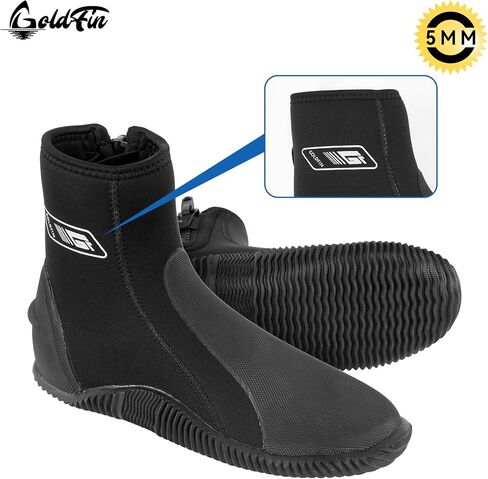 GoldFin Water Boots for Adult Anti-Slip Rubber Sole Bootie for Water Sports Diving Scuba Snorkeling Surfing Kayaking, 3MM/5MM Side Zip in Saudi Arabia