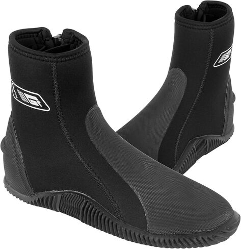 GoldFin Water Boots for Adult Anti-Slip Rubber Sole Bootie for Water Sports Diving Scuba Snorkeling Surfing Kayaking, 3MM/5MM Side Zip in Saudi Arabia