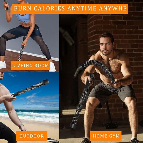 Ropeless Battle Ropes for Home Gym-Cordless Training Rope Fitness Equipment for Men & Women,Weighted Workout Ropes for HIIT,Versatile Exercise Equipment for Home and Travel Exercise(Black) in Kuwait