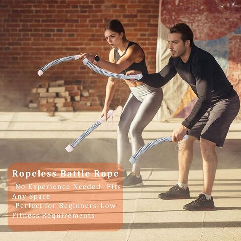 Ropeless Battle Ropes for Home Gym-Cordless Training Rope Fitness Equipment for Men & Women,Weighted Workout Ropes for HIIT,Versatile Exercise Equipment for Home and Travel Exercise(Black) in Kuwait