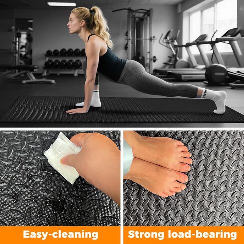 4x6ft Gym Floor Mat 10mm Thick - Large TPE/NPE Foam Workout Mat for Home Gym, Garage Floor, Yoga & Exercise - Non-Slip Eco-Friendly Fitness Mat (Black) in Kuwait
