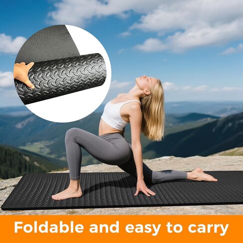 4x6ft Gym Floor Mat 10mm Thick - Large TPE/NPE Foam Workout Mat for Home Gym, Garage Floor, Yoga & Exercise - Non-Slip Eco-Friendly Fitness Mat (Black) in Kuwait