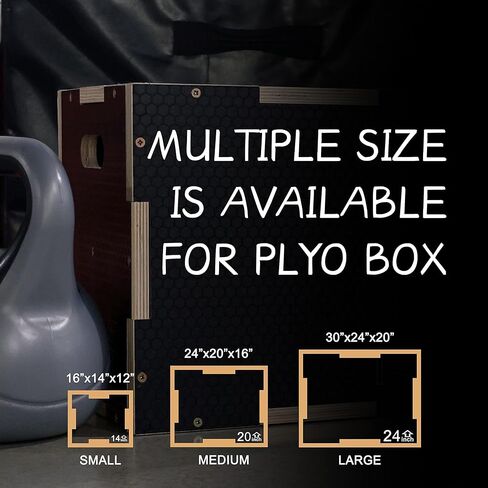 Fitvids 3 in 1 Non-Slip Wooden Plyo Box Plyometric Box Jumping Exercise, Multiple Sizes Set in Saudi Arabia