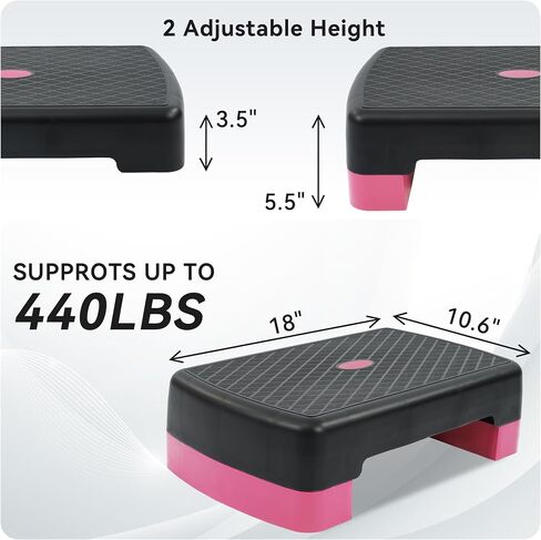Fitvids 18" Workout Aerobic Stepper Step Platform with 2 Risers, Multiple Colors in Saudi Arabia