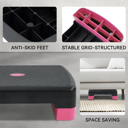 Fitvids 18" Workout Aerobic Stepper Step Platform with 2 Risers, Multiple Colors in Saudi Arabia