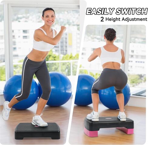 Fitvids 18" Workout Aerobic Stepper Step Platform with 2 Risers, Multiple Colors in Saudi Arabia