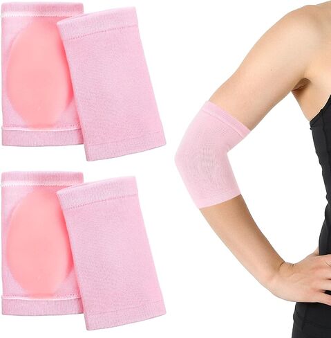 2 Pairs Elbow Moisturizing Sleeve for Women, Soft Gel Cover Elbow Protector Sleeves Elastic Gel Pads for Moisturizing Dry Cracked Skin Care in Saudi Arabia