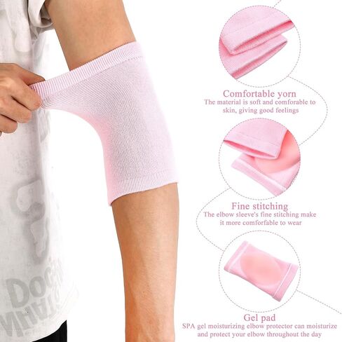 2 Pairs Elbow Moisturizing Sleeve for Women, Soft Gel Cover Elbow Protector Sleeves Elastic Gel Pads for Moisturizing Dry Cracked Skin Care in Saudi Arabia