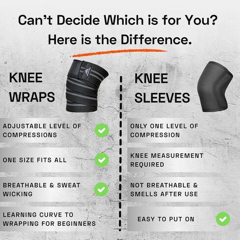 Knee Wraps for Weightlifting (Pair), 78 Inch Cotton Knee Wrap for Squats, Leg Wraps Workouts & Powerlifting with Leg Wrap Providing Compression & Elastic Support, Black in Saudi Arabia