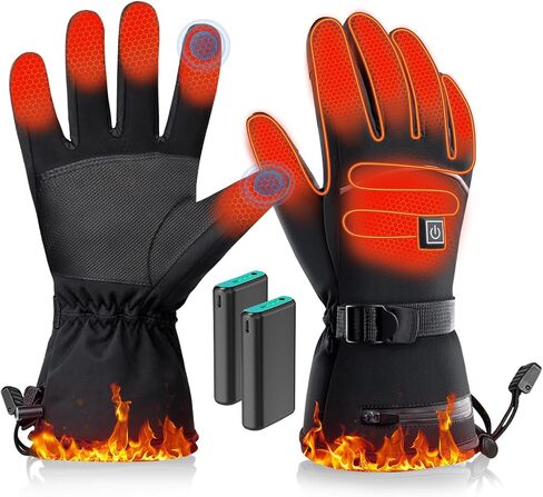 Heated Gloves for Men Women 6000mAh Heated Gloves Rechargeable Battery Pack Fingerless Touchscreen Waterproof & Upgrade Non-Slip Winter Hand Warmer for Motorcycling, Hunting, Skiing, Outdoor Gift in Saudi Arabia