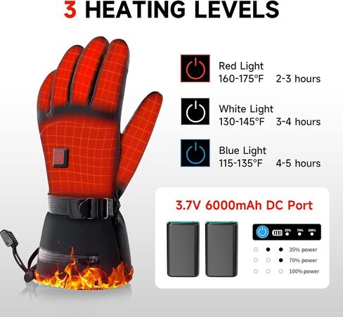 Heated Gloves for Men Women 6000mAh Heated Gloves Rechargeable Battery Pack Fingerless Touchscreen Waterproof & Upgrade Non-Slip Winter Hand Warmer for Motorcycling, Hunting, Skiing, Outdoor Gift in Saudi Arabia