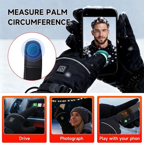 Heated Gloves for Men Women 6000mAh Heated Gloves Rechargeable Battery Pack Fingerless Touchscreen Waterproof & Upgrade Non-Slip Winter Hand Warmer for Motorcycling, Hunting, Skiing, Outdoor Gift in Saudi Arabia