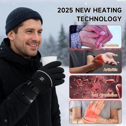 Heated Gloves for Men Women 6000mAh Heated Gloves Rechargeable Battery Pack Fingerless Touchscreen Waterproof & Upgrade Non-Slip Winter Hand Warmer for Motorcycling, Hunting, Skiing, Outdoor Gift in Saudi Arabia