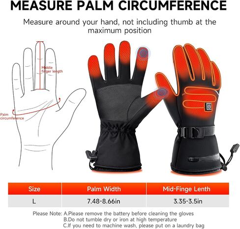 Heated Gloves for Men Women 6000mAh Heated Gloves Rechargeable Battery Pack Fingerless Touchscreen Waterproof & Upgrade Non-Slip Winter Hand Warmer for Motorcycling, Hunting, Skiing, Outdoor Gift in Saudi Arabia