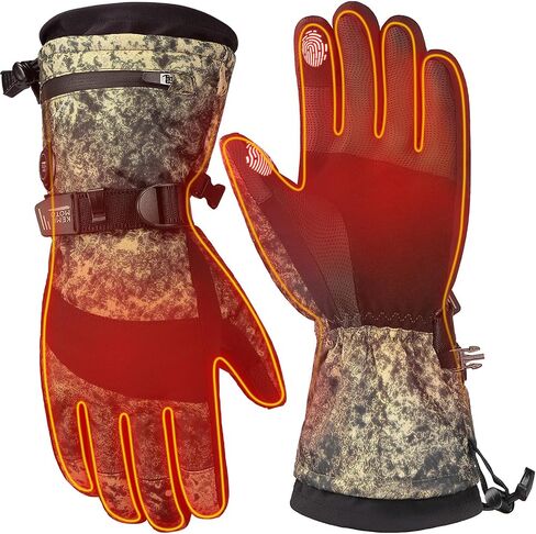 KEMIMOTO Heated Hunting Gloves Camo, Flip Magnetic Winter Heated Gloves for Men Women, Camouflage Thermal Electric Hunter Gear with 2 Rechargeable Battery Packs, 3 Heat Settings Max 140°F Warm in Saudi Arabia