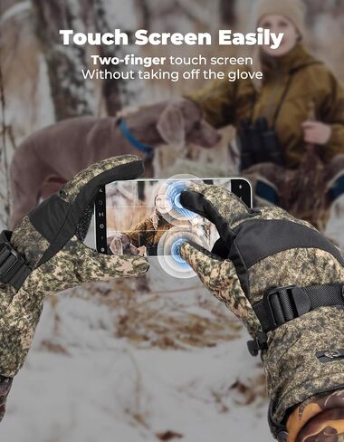 KEMIMOTO Heated Hunting Gloves Camo, Flip Magnetic Winter Heated Gloves for Men Women, Camouflage Thermal Electric Hunter Gear with 2 Rechargeable Battery Packs, 3 Heat Settings Max 140°F Warm in Saudi Arabia