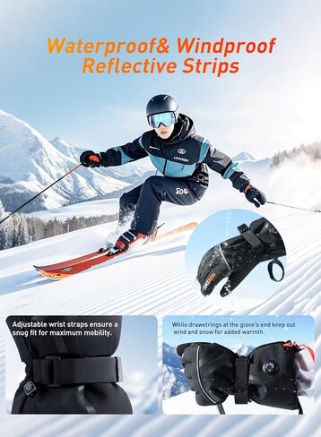 Heated Gloves for Men Women, Auxemu 7.4V Electric Rechargeable Heated Gloves with Touchscreen/Waterproof, for Winter Outdoor Work Motorcycle Skiing Hiking Camping Snowboarding in Saudi Arabia