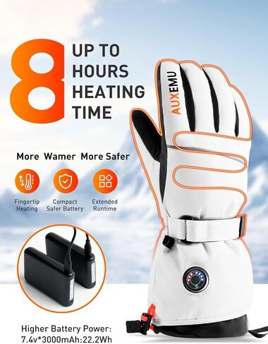 Heated Gloves for Men Women, Auxemu 7.4V Electric Rechargeable Heated Gloves with Touchscreen/Waterproof, for Winter Outdoor Work Motorcycle Skiing Hiking Camping Snowboarding in Saudi Arabia