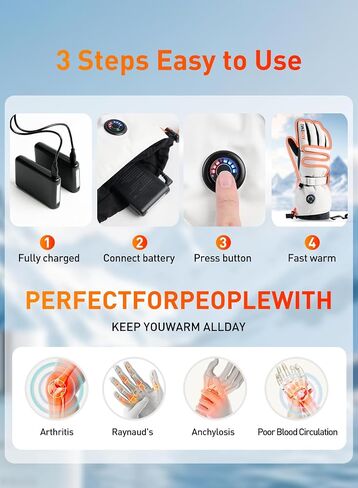 Heated Gloves for Men Women, Auxemu 7.4V Electric Rechargeable Heated Gloves with Touchscreen/Waterproof, for Winter Outdoor Work Motorcycle Skiing Hiking Camping Snowboarding in Saudi Arabia