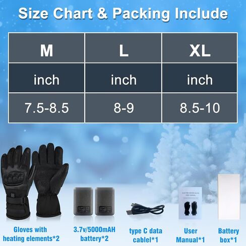 Lightweight Heated Gloves with Ultra-Thin 5000mAh Battery & USB-C Charging - 8Hrs Warmth for Men/Women, Waterproof for Skiing, Hiking, Snowboarding, Shoveling, Hunting, Arthritis Relief in Saudi Arabia