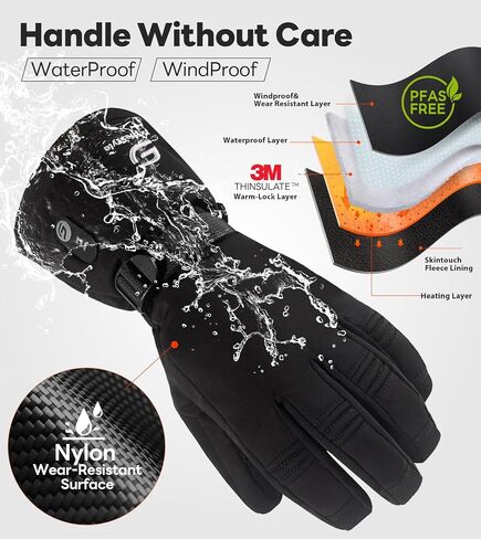 JS LifeStyle قفازات ساخنة للرجال والنساء، HG-01 7.4 فولت 3000 مللي أمبير بطارية قابلة للشحن مقاومة للماء والرياح مع شاشة تعمل باللمس وتصميم خفيف لدراجة نارية للتزلج في الشتاء in Kuwait