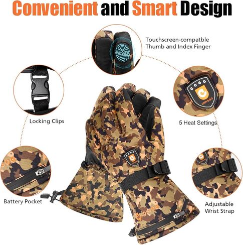 Heated Gloves for Men Women 7.4V 3200MAH Hunting Gloves Rechargeable Waterproof Electric Winter Thermal Glove in Saudi Arabia