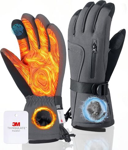 GXCROR Winter Gloves for Men & Women, Waterproof Touchscreen Ski Gloves with 3M Thinsulate -22°F Warmth, Windproof Cold Weather Gloves for Skiing, Cycling, Camping in Saudi Arabia