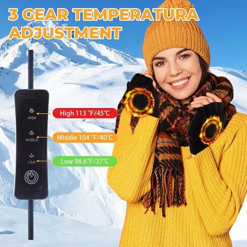 JaGely 2 Pairs USB Heated Gloves for Men and Women, 3 Temp Adjustable Full & Half Fingerless Washable for Work Typing Computer Hiking Indoor Outdoor Heated Gloves for Women in Saudi Arabia