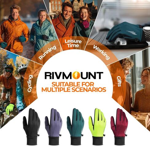rivmount Winter Gloves Women Men for Cold Weather, Running Driving Cycling, Water-Resistant & Touch Screen, Snow Ski Gloves Liner, Warm Glove for Daily Work & Sports Outdoor in Saudi Arabia
