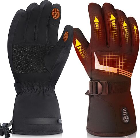 Heated Gloves 7.4V 3200mAh Waterproof Rechargeable Electric Gloves for Men Women with Touchscreen 5 Heating Temperature Adjustable for Winter Outdoor Work Skiing Hiking Hunting Camping Fishing in Saudi Arabia
