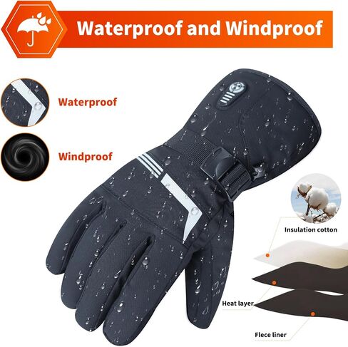 Heated Gloves 7.4V 3200mAh Waterproof Rechargeable Electric Gloves for Men Women with Touchscreen 5 Heating Temperature Adjustable for Winter Outdoor Work Skiing Hiking Hunting Camping Fishing in Saudi Arabia